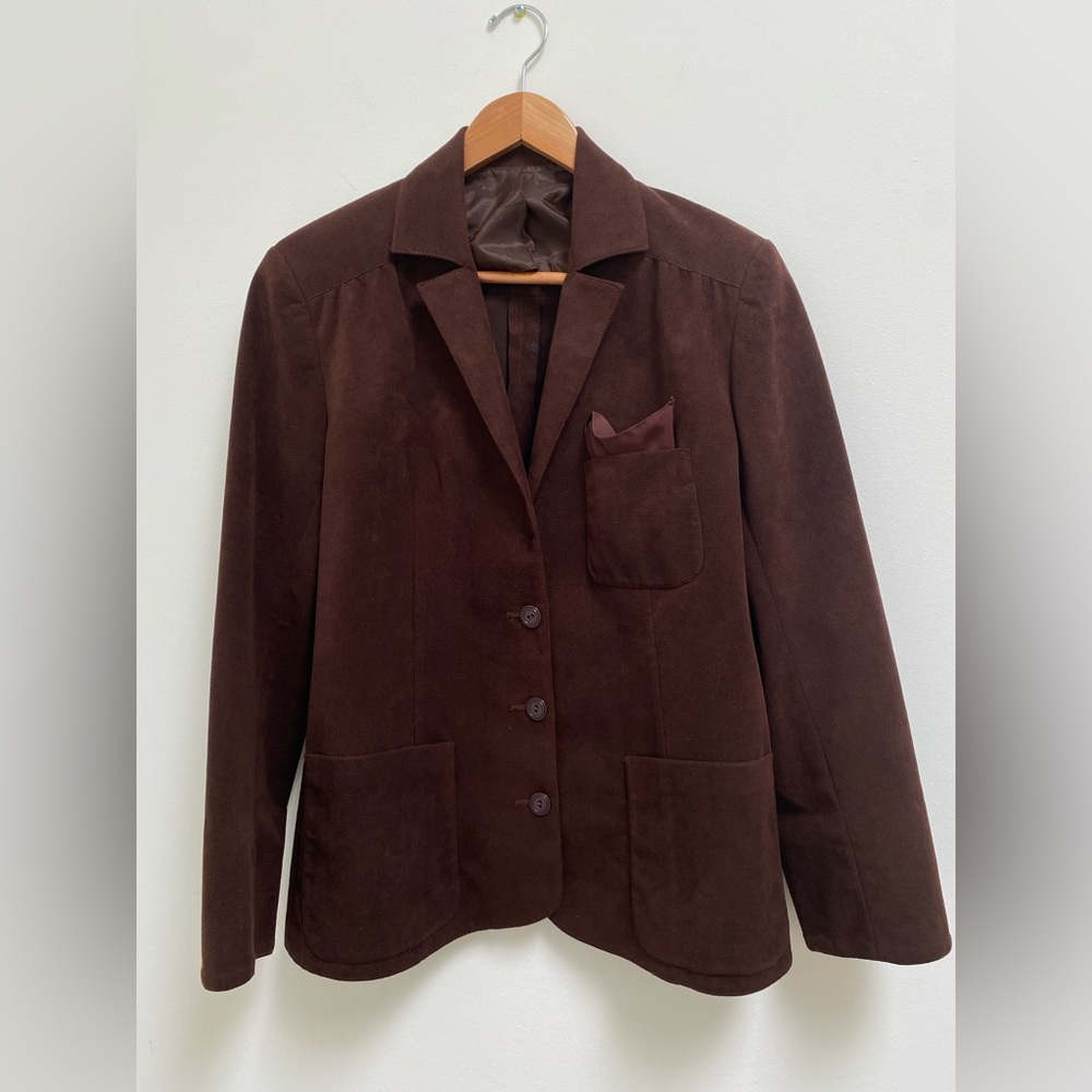 Vintage Women's Dark Brown Suede Blazer Jacket
